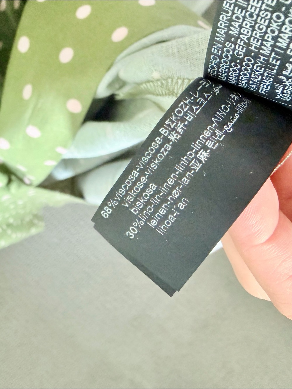 Linen Olive Green Polka Dot Midi Dress - Picture 8 of 10
